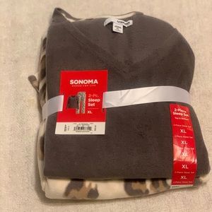 NWT Sonoma 2 piece Gray and leopard  sleep set.